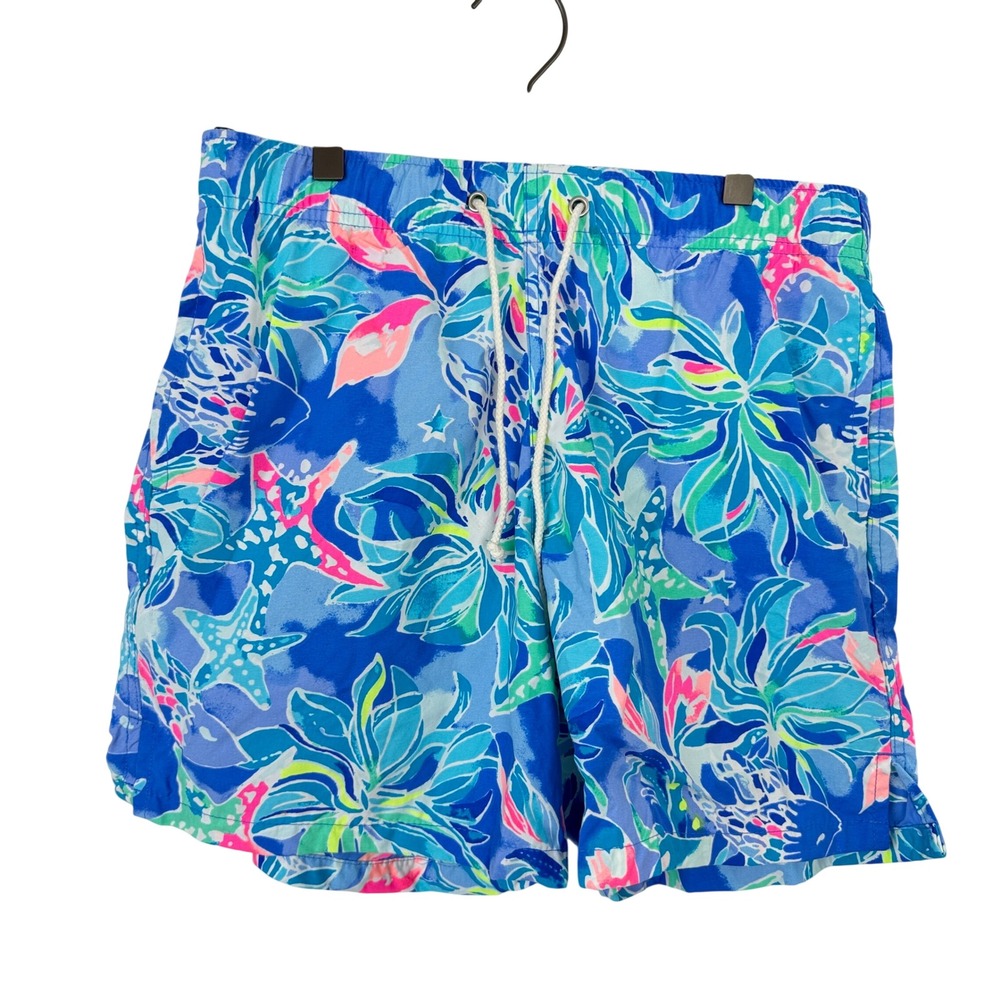 Lilly Pulitzer Capri Trunk Mens Small Celestian Seas Bennet Blue Starfish Floral